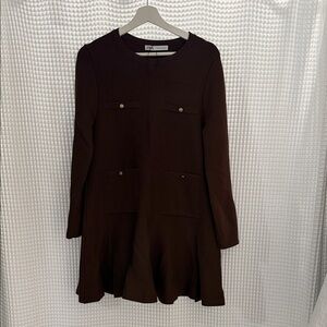 Zara Chocolate Long Sleeve Dress